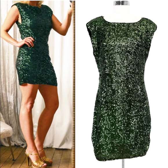Alice + Olivia Dresses & Skirts - Alice + Olivia Green Sequin Cocktail Dress M